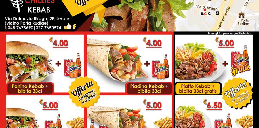 Flyer per Red Chillies Kebab, fronte