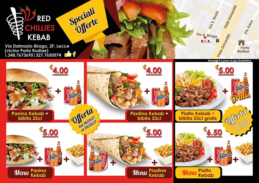 Al momento stai visualizzando Flyer per Red Chillies Kebab, fronte